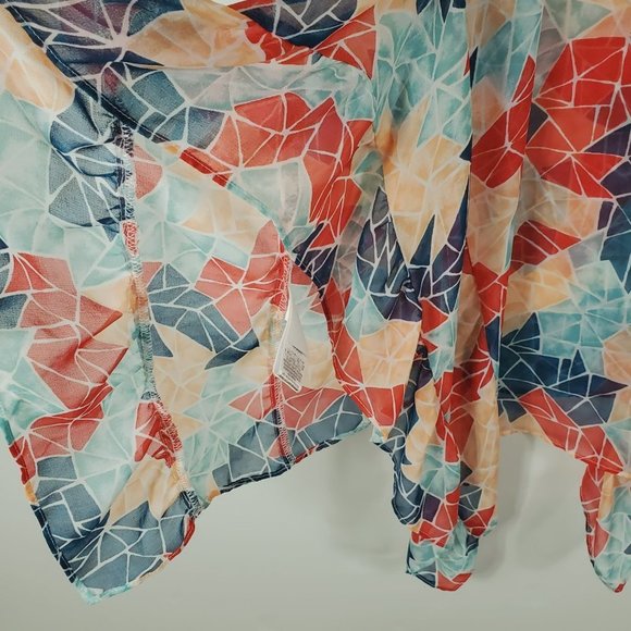 BCBG Asymmetrical Ruffled Sheer Kimono Halter Top (No Sleeve Openings) Sz XS - Picture 6 of 15